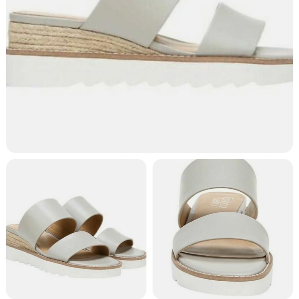 Franco Sarto platform sandal wedge espadrilles in light gray size 6